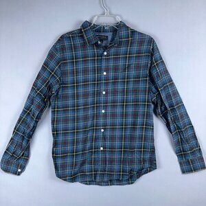 Banana Republic Plaid Button Up Shirt Mens Size Small Stretch Standard Fit Blue